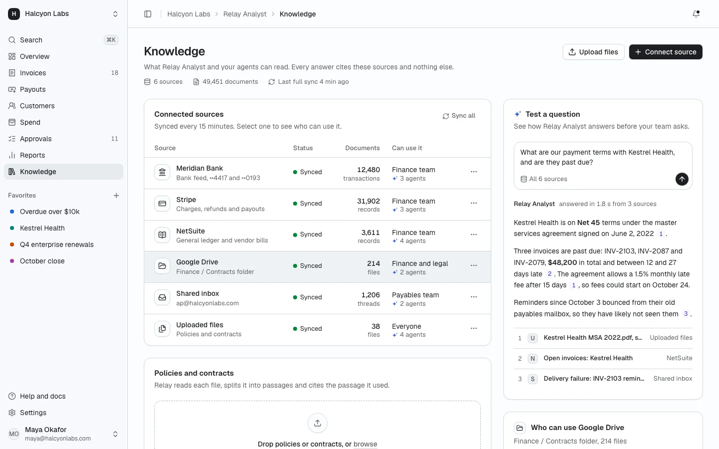 Knowledge sources screen from Prodular UI