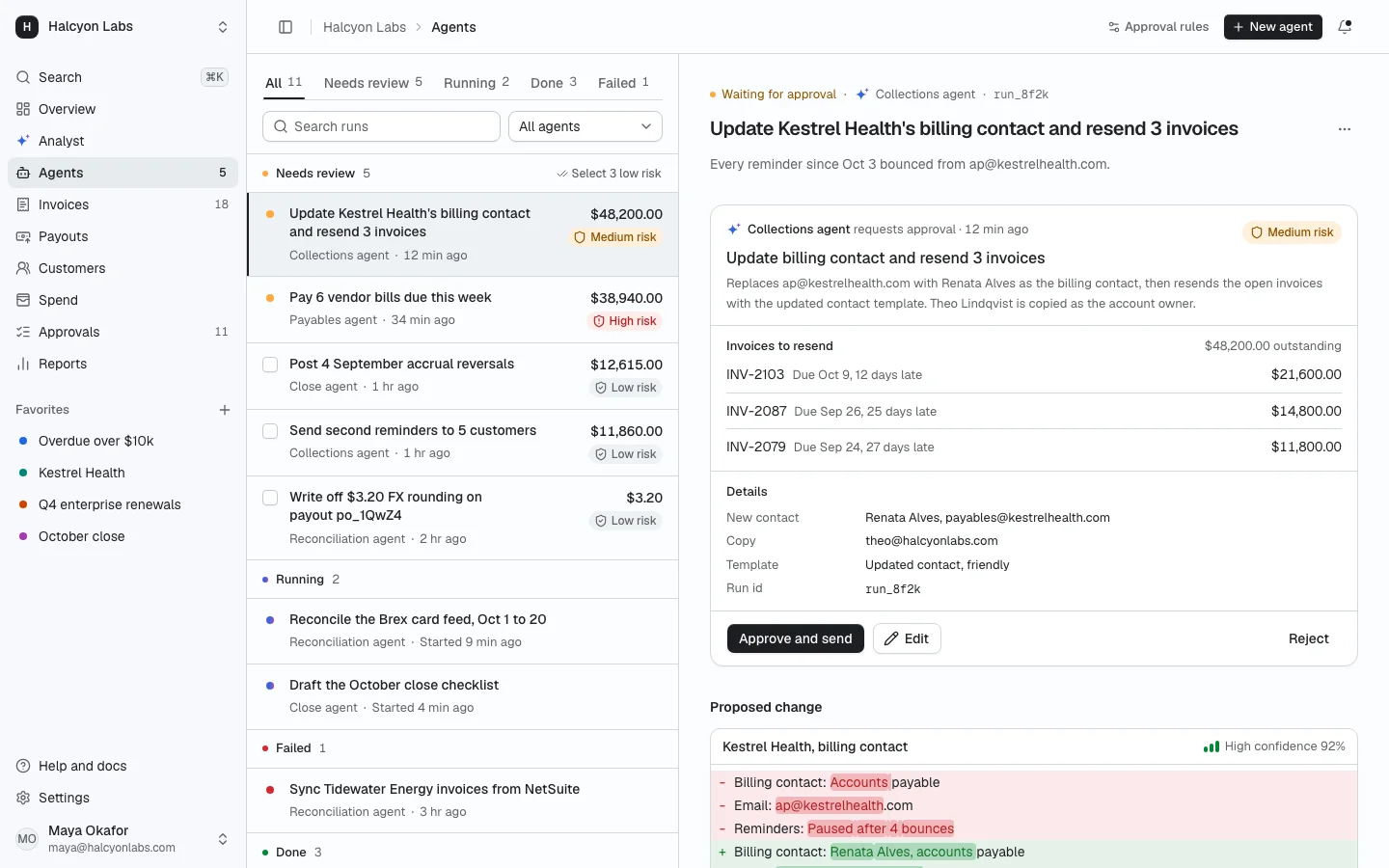 Agent inbox screen from Prodular UI