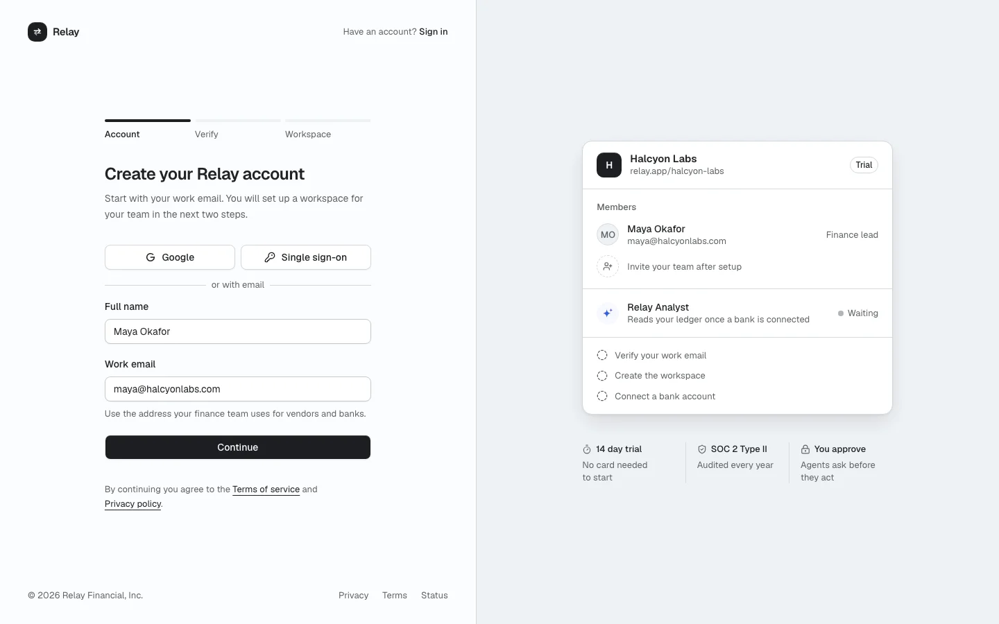 Sign up screen from Prodular UI